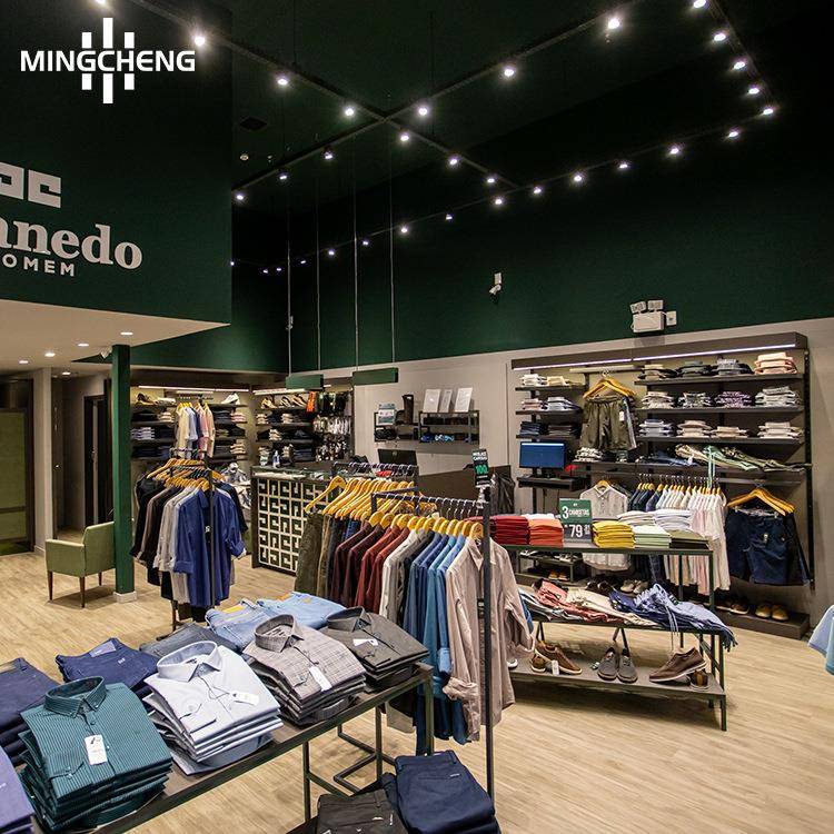 服装店挂衣杆落地不锈钢衣服展示架侧挂男装陈列架衣服架子展示架