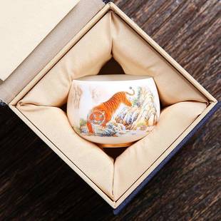 羊脂玉器高端个人杯大号泡茶杯子陶瓷主人杯单杯男士 手绘茶杯子 款