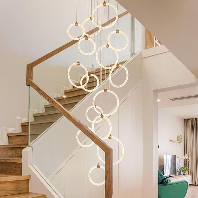 现代简约别墅复式楼梯长吊灯loft公寓中空客厅大吊灯跃层挑高灯具