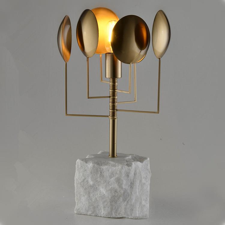简约后现代新中式石头金色轻奢客厅灯卧室床头书桌设计师装饰台灯