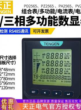 天正PD2565L三相数显多功能电力仪表智能带485液晶电流电压电能表
