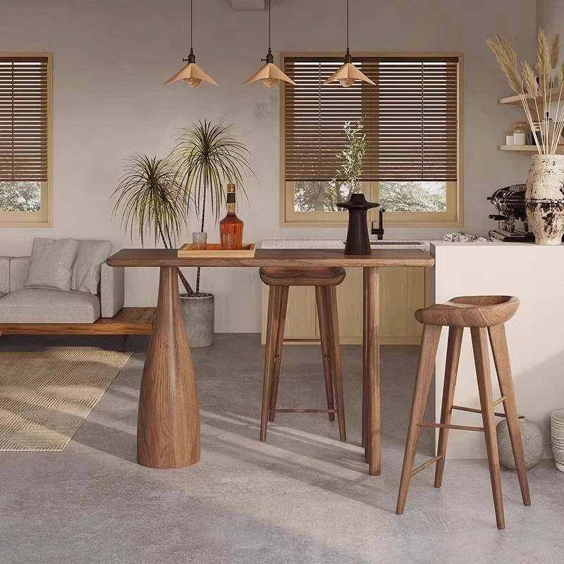 jg北欧实木吧台桌小户型家用客餐厅隔断小吧台靠墙长条高脚桌椅组