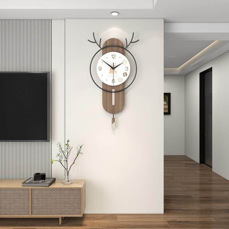 创意鹿头装饰挂钟现代简约家用静音时钟客厅玄关背景挂墙摇摆钟表,家装灯饰光源,其它灯具灯饰,淘宝优惠券,粉丝福利购,淘宝优惠卷