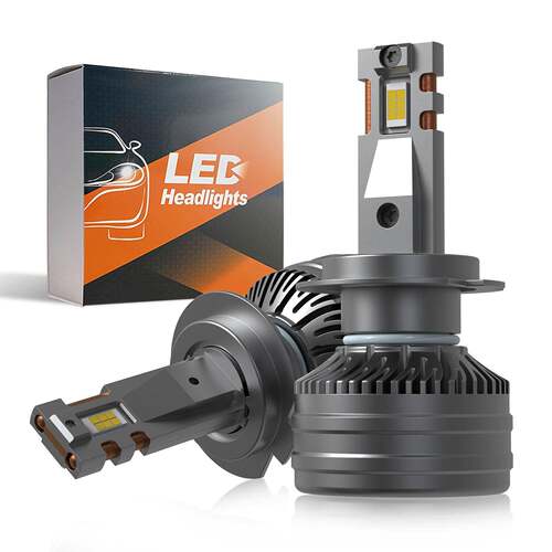热销汽车一体化H7双热管LED前照灯三合一散热9005大功率解码大灯