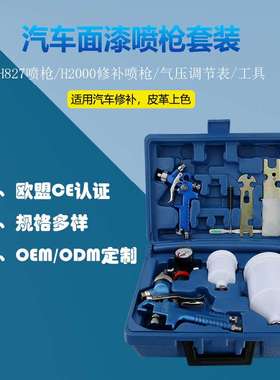 热款气动喷漆枪多功能修补喷涂工具蓝色工具箱喷枪H827+H2000