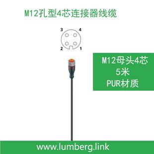 德国隆堡lumberg连接器线缆M12孔型4芯单母头5M线缆RKT4 225