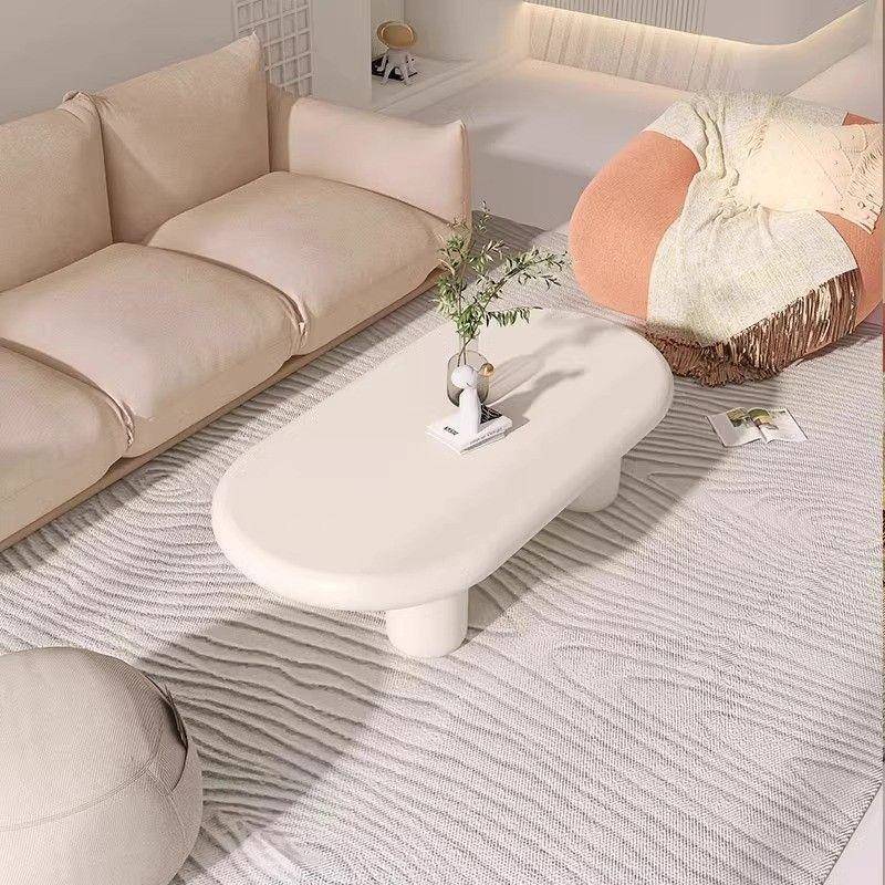 奶油风网红简约茶几小户型客厅家用茶几现代简约轻奢椭圆长桌子长