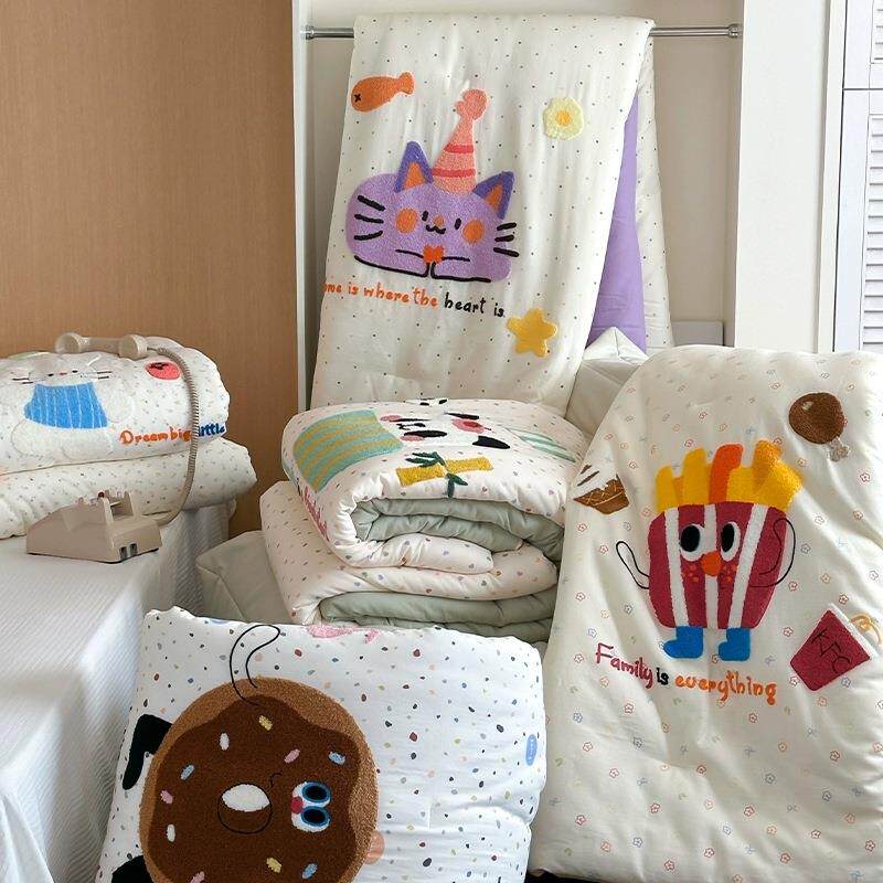 A类全棉双层纱大豆被子冬被儿童纯棉春秋被芯秋冬季棉被加厚保暖