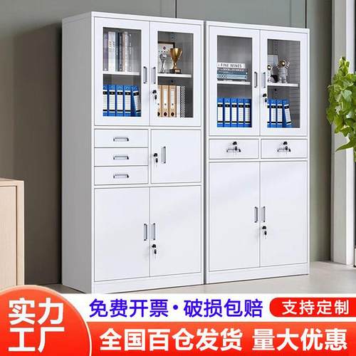 铁皮柜办公室文件柜档案资料存放柜财务凭证收纳柜矮柜带锁储物柜