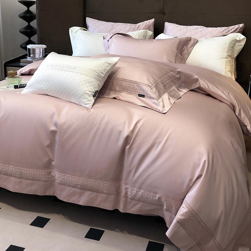 200刺绣全棉四件套100纯棉床单被套四季通用轻奢贡缎床上用品床笠