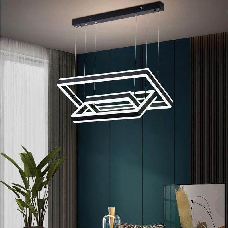 2025新款客厅大灯简约现代别墅吊灯设计师LED长方形餐厅灯具