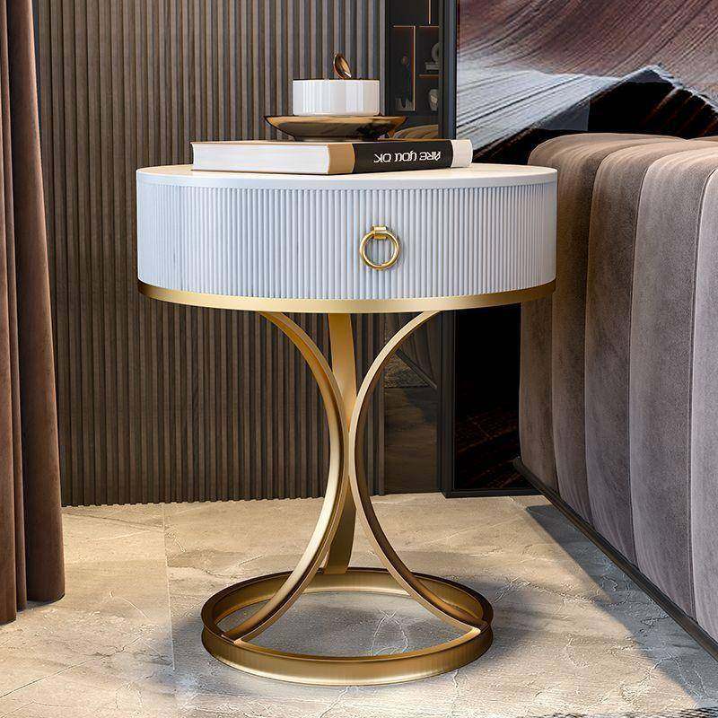 美式轻奢圆形边几卧室桌子岩板抽屉沙发阳台客厅角几小茶几床头柜,3C数码配件,USB灯,淘宝优惠券,粉丝福利购,淘宝优惠卷