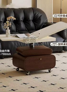 pq法式复古实木茶几小户型升降美式客厅家用轻奢新款茶桌电视柜移