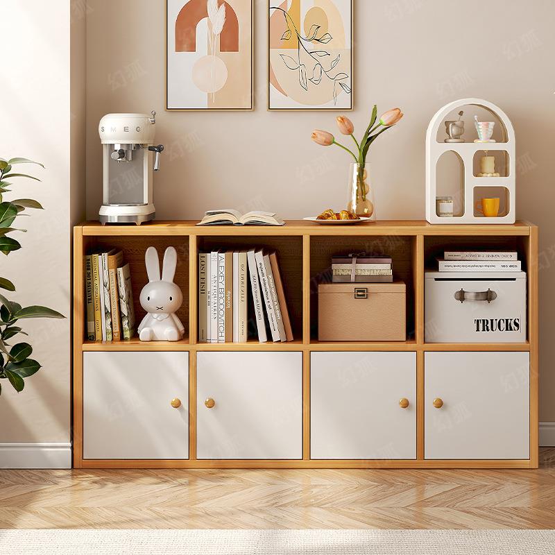 书架置物架落地靠墙矮柜客厅带门收纳柜组合格子柜房间储物智高圆