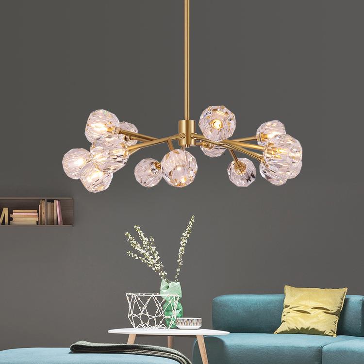 后现代全铜吊灯美式简约餐厅客厅水晶吊灯卧室个性分子吊灯灯具