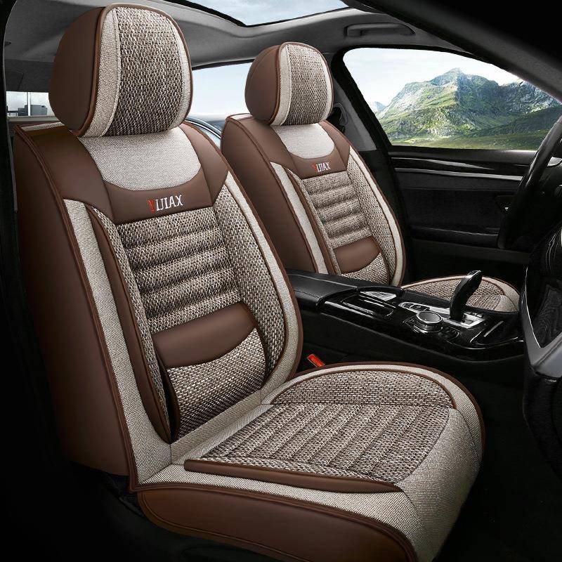 新款汽车坐垫座椅套四季通用亚麻车套座套坐套全包围座垫