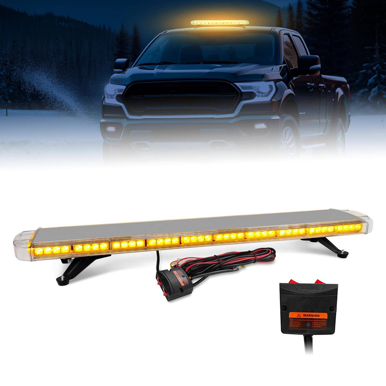 汽车车顶警示灯88LED长排警示灯爆闪灯工程频闪灯47英寸闪光灯