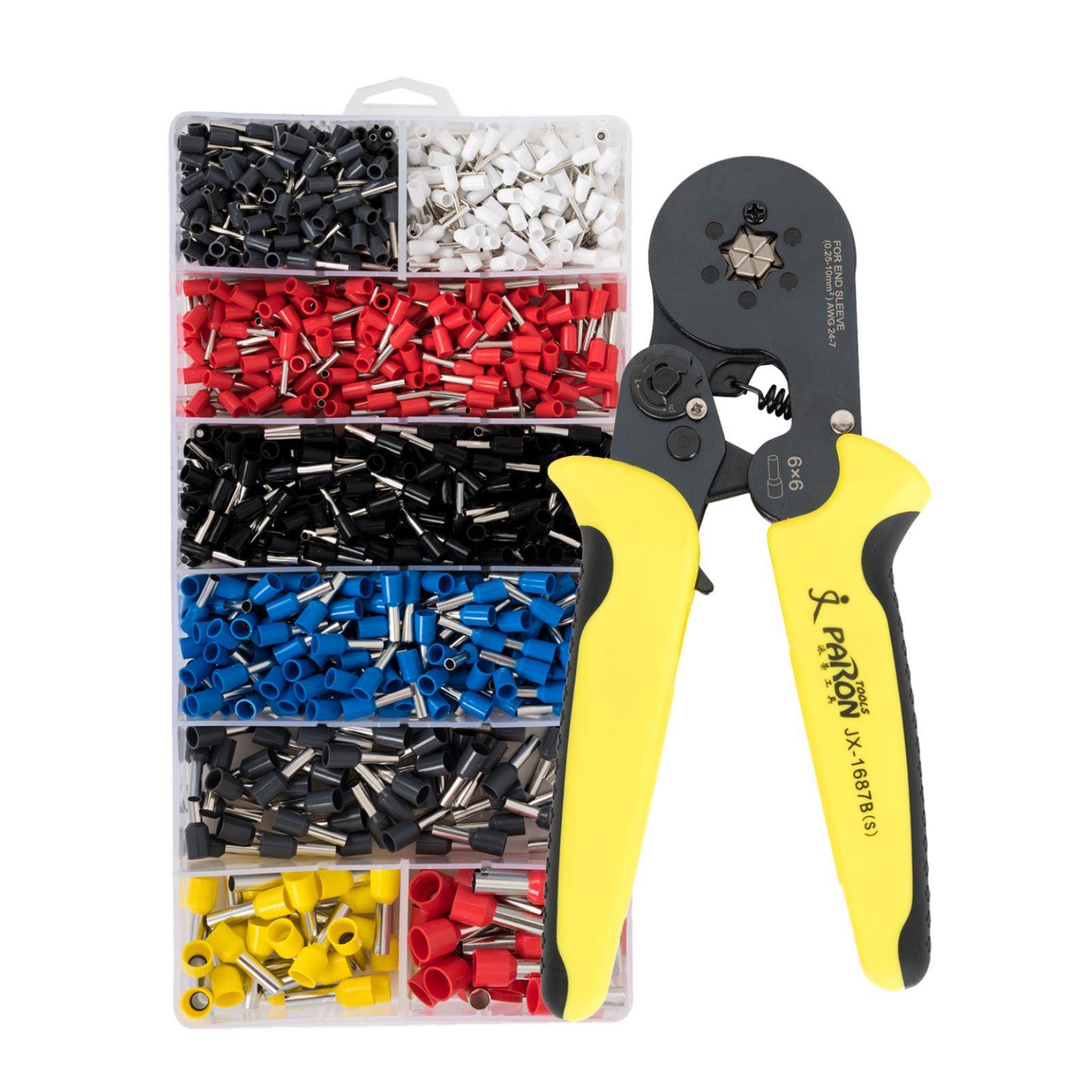 HCS86-6端子压线钳套装管型/针型压接钳1200pcs管型冷压端子钳