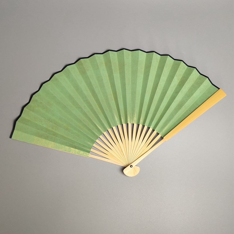中玉竹扇骨8寸9寸18方宣纸扇面蜡染墨绿宣纸空白扇面文玩工艺扇子