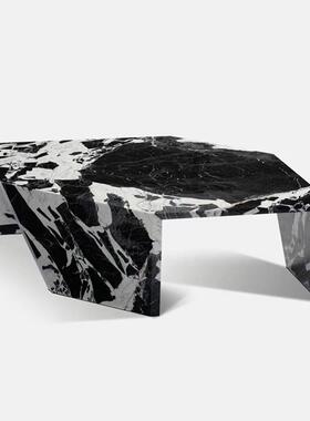 天然宝格li丽黑奢石大理石茶几现代意式极简创意客厅高档别墅茶桌