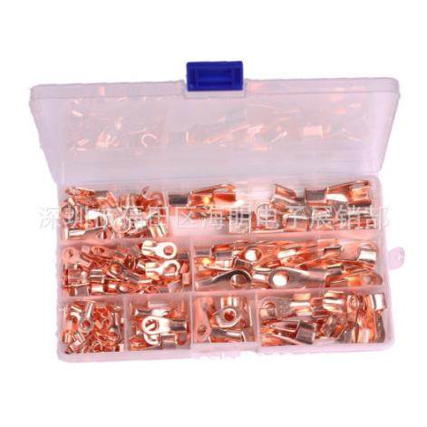 185PCS紫铜圆环接头OT接线鼻铜电瓶端子5A10A20A30A40A50A60A100