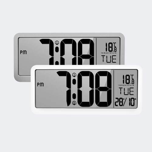 简约时尚多功能挂钟卧室客厅办公室大屏LCD2组闹铃台钟14英寸F300