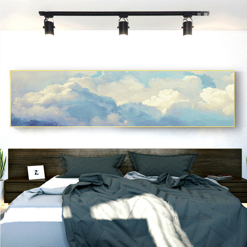 现简约大气蓝色抽象装饰画客厅沙发背景墙床头卧室云朵挂画,家居饰品,现代装饰画,淘宝优惠券,粉丝福利购,淘宝优惠卷