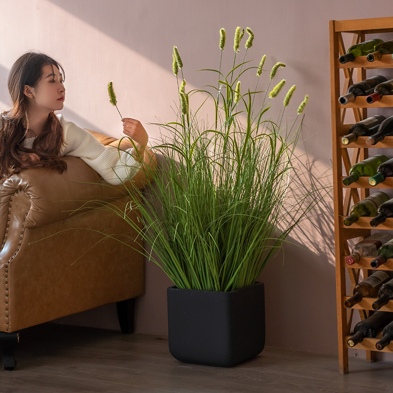 大型仿真狗尾草绿植家居装饰落地芦苇摆件室内造景仿真花橱窗摆设