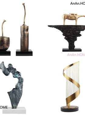 现代简约创意酒店大厅客厅玄关雕塑摆件样板房售楼处家居饰品