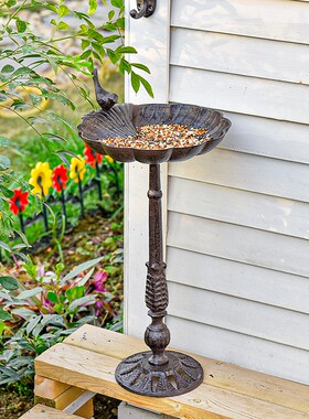 Sunr 喂鸟器铸铁悬挂站立式鸟食器露台庭院户外阳台庭院装饰品