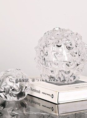 轻奢透明现代圆球桌面摆件样板间水母书房电视柜饰品餐桌软装摆设