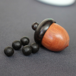 天然实木小药盒小药瓶老人救心丸药罐创意橡子急救药丸瓶