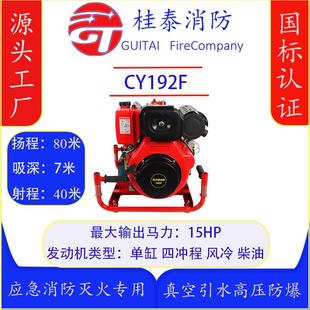 手抬机动消防泵水炮192柴油发动机15马力国标社区工厂农业灌溉
