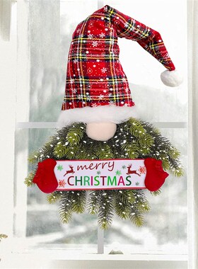 Csas Wah nan圣诞花环无脸老人圣诞悬挂门挂