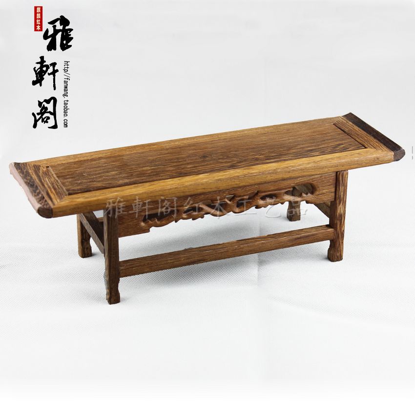 鸡翅木微型家具琴桌条案长方形底座 实木红木小家具古玩摆件