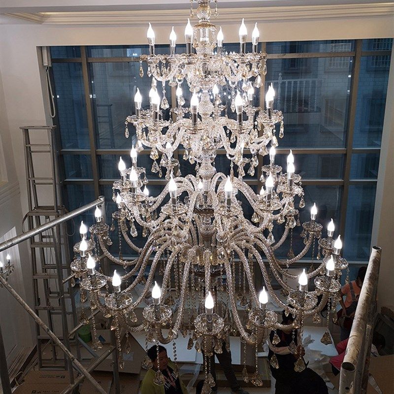 大吊灯复式楼别墅大厅欧式奢华大气干邑色烟灰色酒店客厅吊灯,家装灯饰光源,LOFT/复式住宅/楼梯吊灯,淘宝优惠券,粉丝福利购,淘宝优惠卷