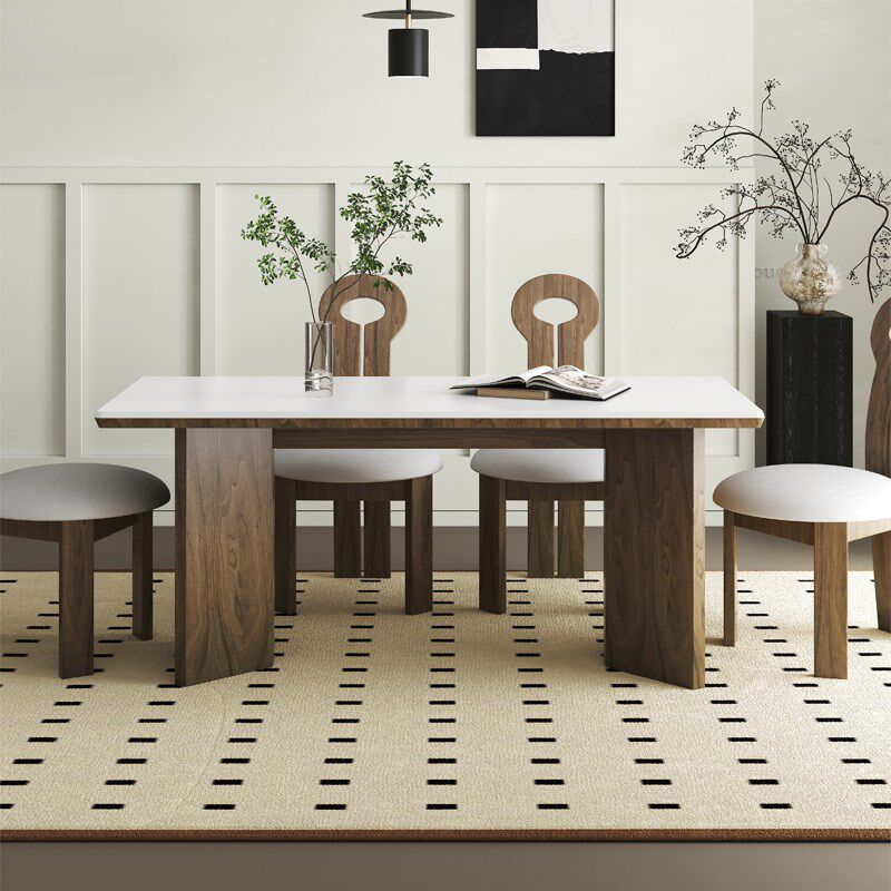 实木餐桌家用饭桌现简约原木胡桃板餐桌椅组合长方形,住宅家具,岩板餐桌,淘宝优惠券,粉丝福利购,淘宝优惠卷