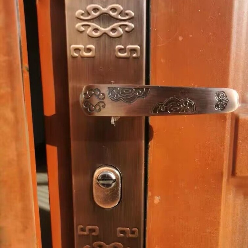 祥云款铁面铝把手大门锁室内锁豪华红古铜防盗门拉手通用孔距5
