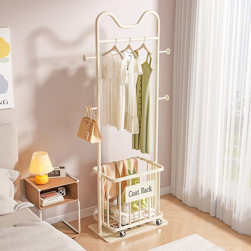 衣帽架落地卧室可移动脏衣篮立式挂衣服架子简约家用客厅挂包架子
