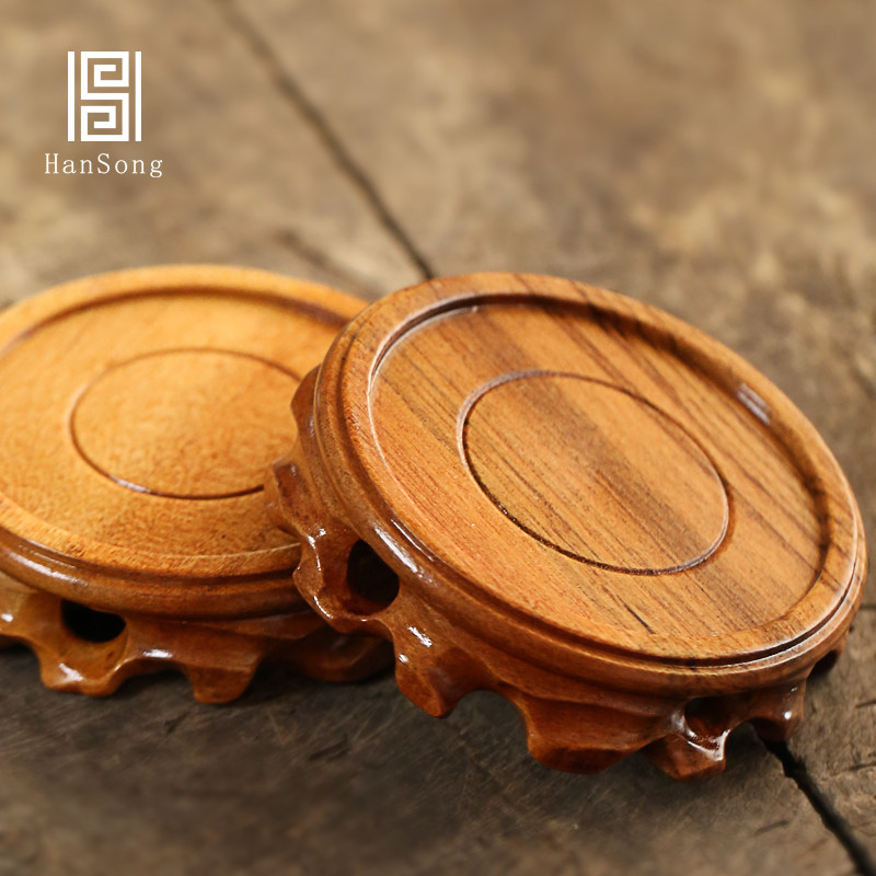 实木底座圆形花瓶石头花盆底座鱼缸木托托盘摆件,家居饰品,木雕,淘宝优惠券,粉丝福利购,淘宝优惠卷