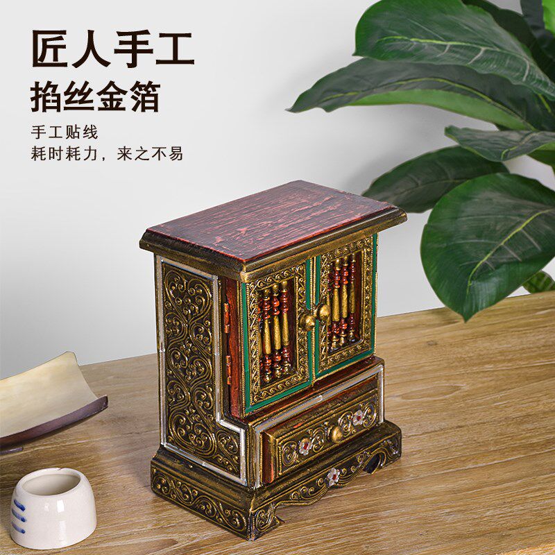 复古首饰盒新款高档精致网红实木木质黄金手饰品抽屉式收纳盒