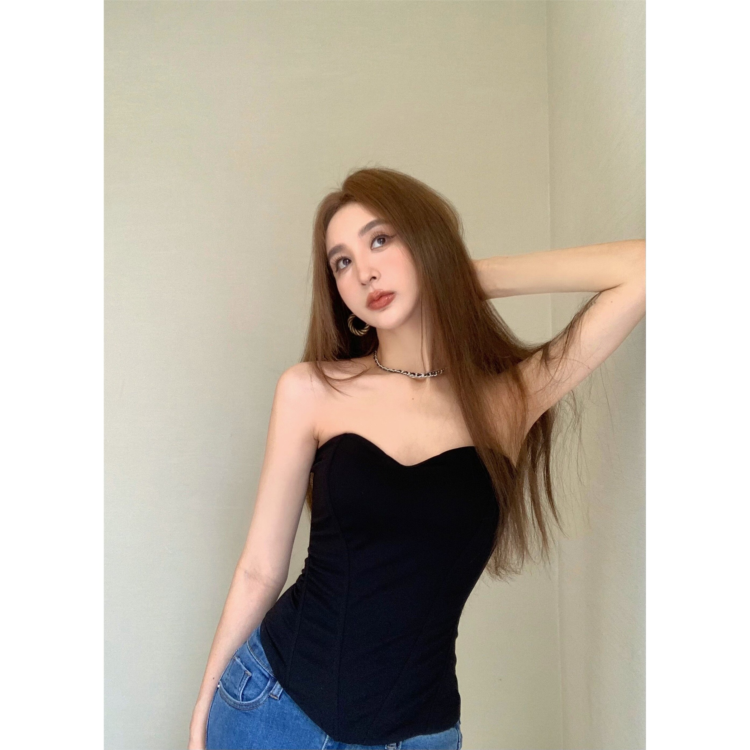 辣妹性感鱼骨抹胸背心女