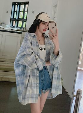 大尺码港味复古格子防晒