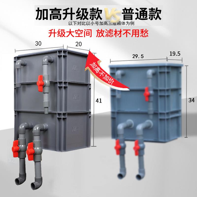 【折扣价】庭院鱼池过滤盒鱼缸水循环系统周转箱过滤器上过滤滴流