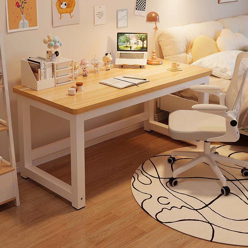 办公桌卧室家用书桌台式电脑桌学生学习写字电竞小课桌子加厚原木