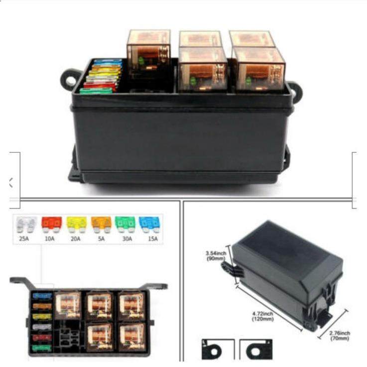 跨境热销 6路保险盒继电器 带6只继电器12V 汽车保险丝座,3C数码配件,USB灯,淘宝优惠券,粉丝福利购,淘宝优惠卷