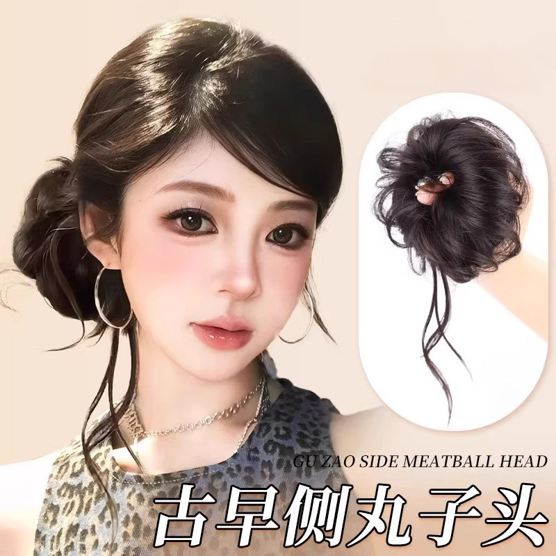 丸子头假发发圈古早龙须丸子头
