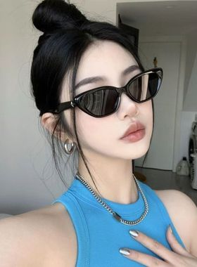 2024新款爆款猫眼墨镜个性高级质感方圆脸显瘦气质欧美街拍太阳镜