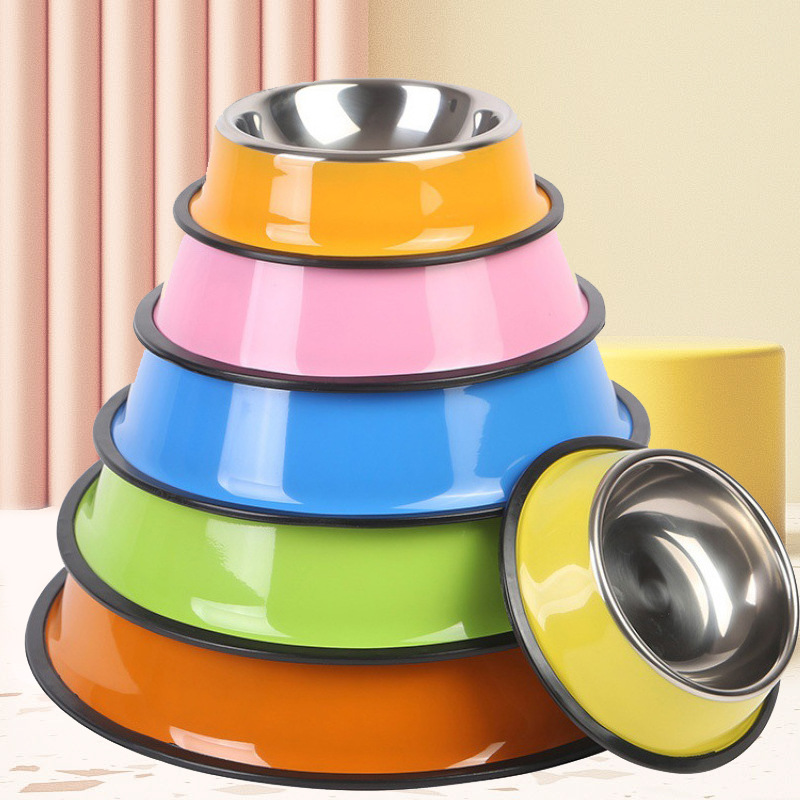 宠物碗家用便携印花加厚防打翻狗盆宠物用品狗狗喂食器不锈钢狗碗
