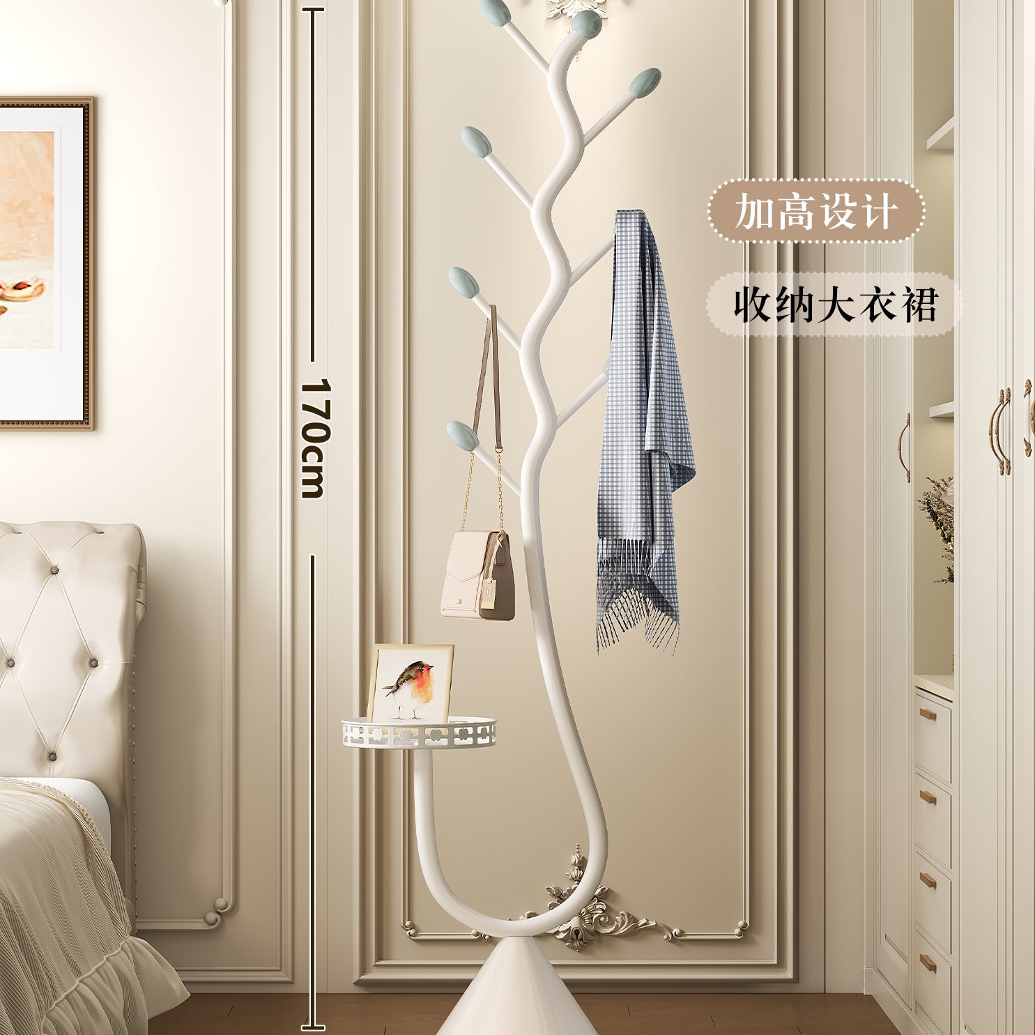 立地衣帽架置物架家用挂衣架杆落地卧室铁艺简易衣架式置子晾衣架